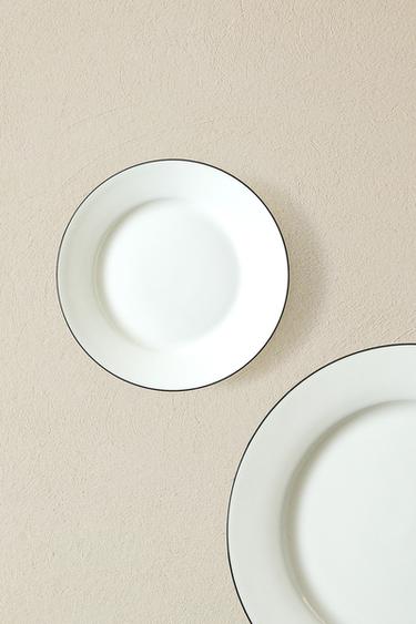 BLACK-RIMMED BONE CHINA SIDE PLATE - Black / White by Zara - Image 5
