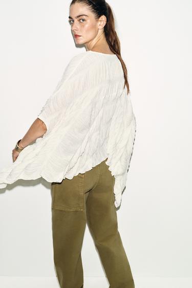 TOP CAPE TEXTURÉ - Blanc de Zara - Image 4
