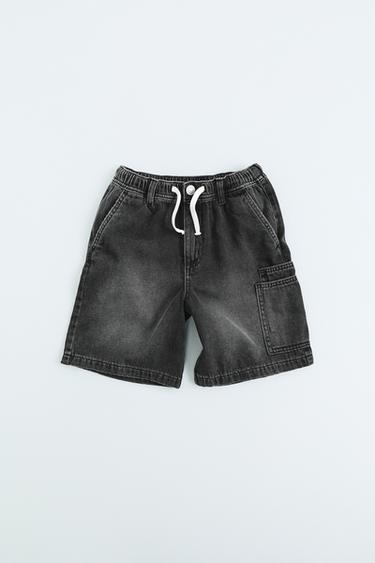 برمودا DENIM منسدل - أسود الخاص بـ Zara