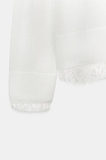 KNIT JUMPER WITH LACE - White by Zara - Image 9
