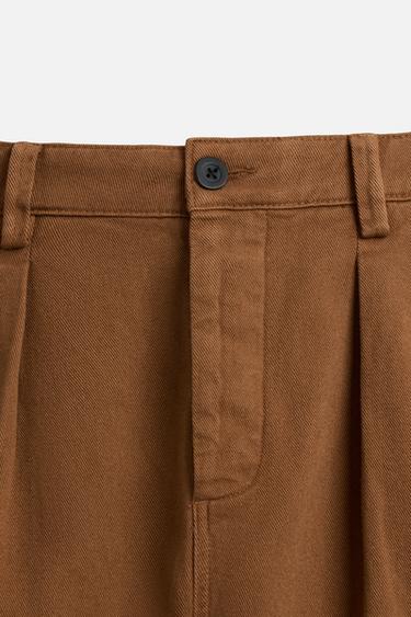 RELAXED FIT PLEATED BERMUDA SHORTS - Caramel by Zara - Image 8