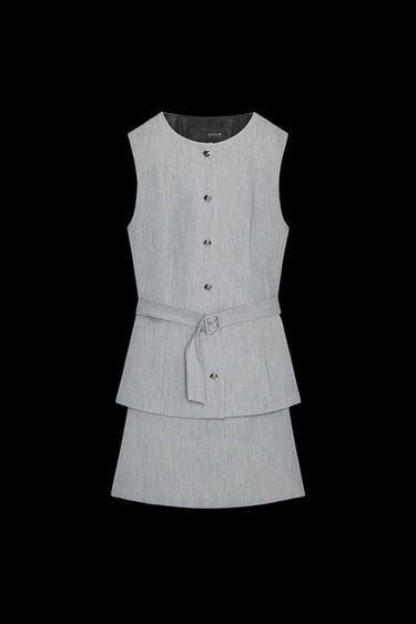 VESTIDO CORTO CREPE EFECTO DOS PIEZAS - Gris de Zara - Imagen 0