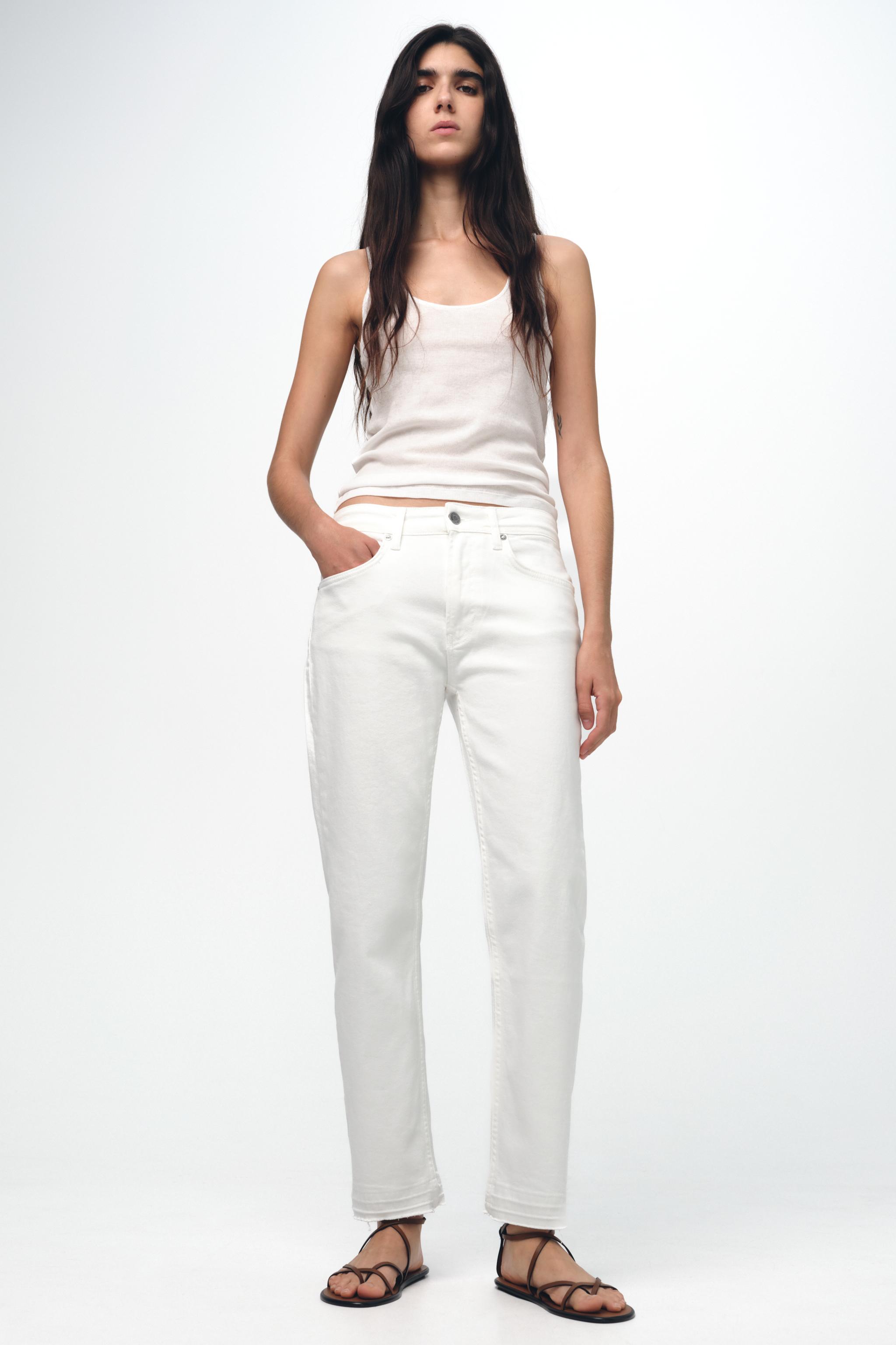 ZW COLLECTION SLIM RELAXED フィット ミッドライズ デニムパンツ - ホワイト | ZARA Japan / 日本