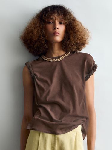 Camiseta oversize heavy weight - Marrón de Zara