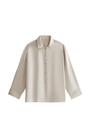 CAMISA DE SEDA - Cinza-pérola da Zara