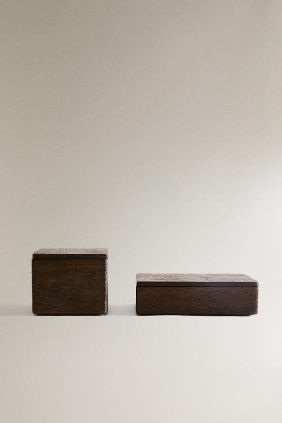 BOÎTE EN BOIS AIMANTÉE - Marron foncé de Zara - Image 0