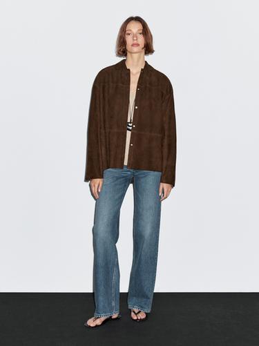 Zara Suede leather overshirt - Brown - Image 0