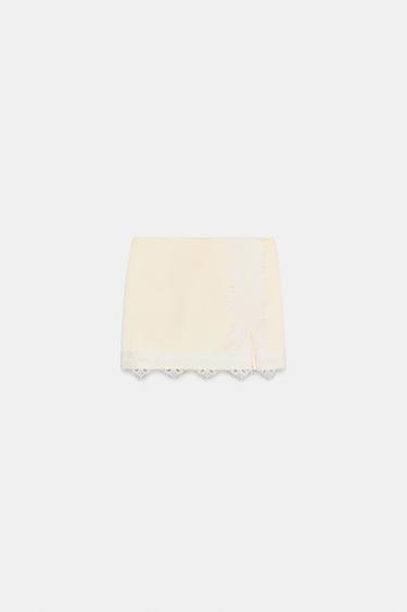 CONTRAST LACE SKORT - Yellow by Zara - Image 5