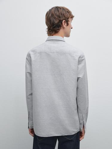 Camisa regular fit jaspeada - Azul medio de Zara