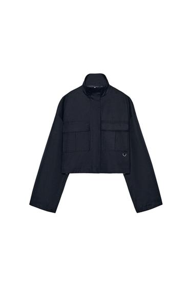 Zara 短版高領外套 - 海藍色