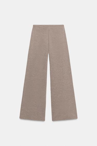 Zara BASIC PIQUÉ PANTS - Light brown