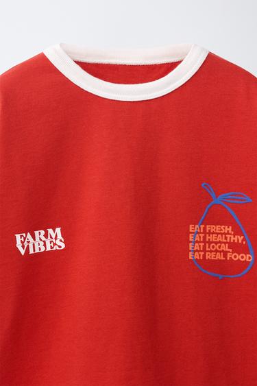 T-SHIRT IMPRIMÉ POIRES - Rouge de Zara - Image 2