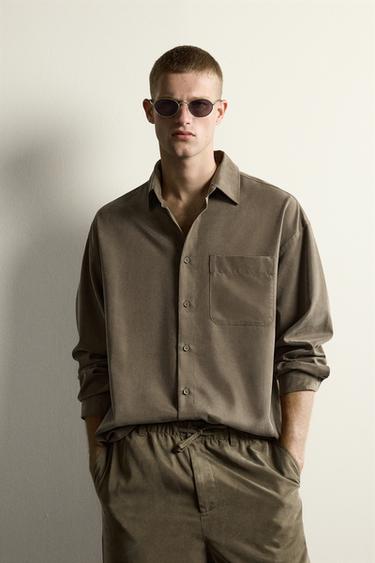 RELAXED FIT FLOWING SHIRT - Brown by Zara