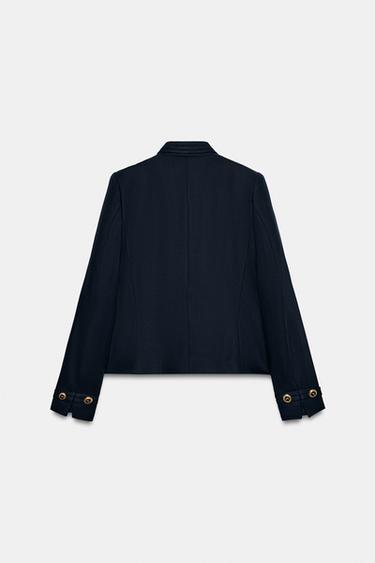 TAILLIERTER BLAZER MIT GOLDENEN KNÖPFEN - Marineblau von Zara