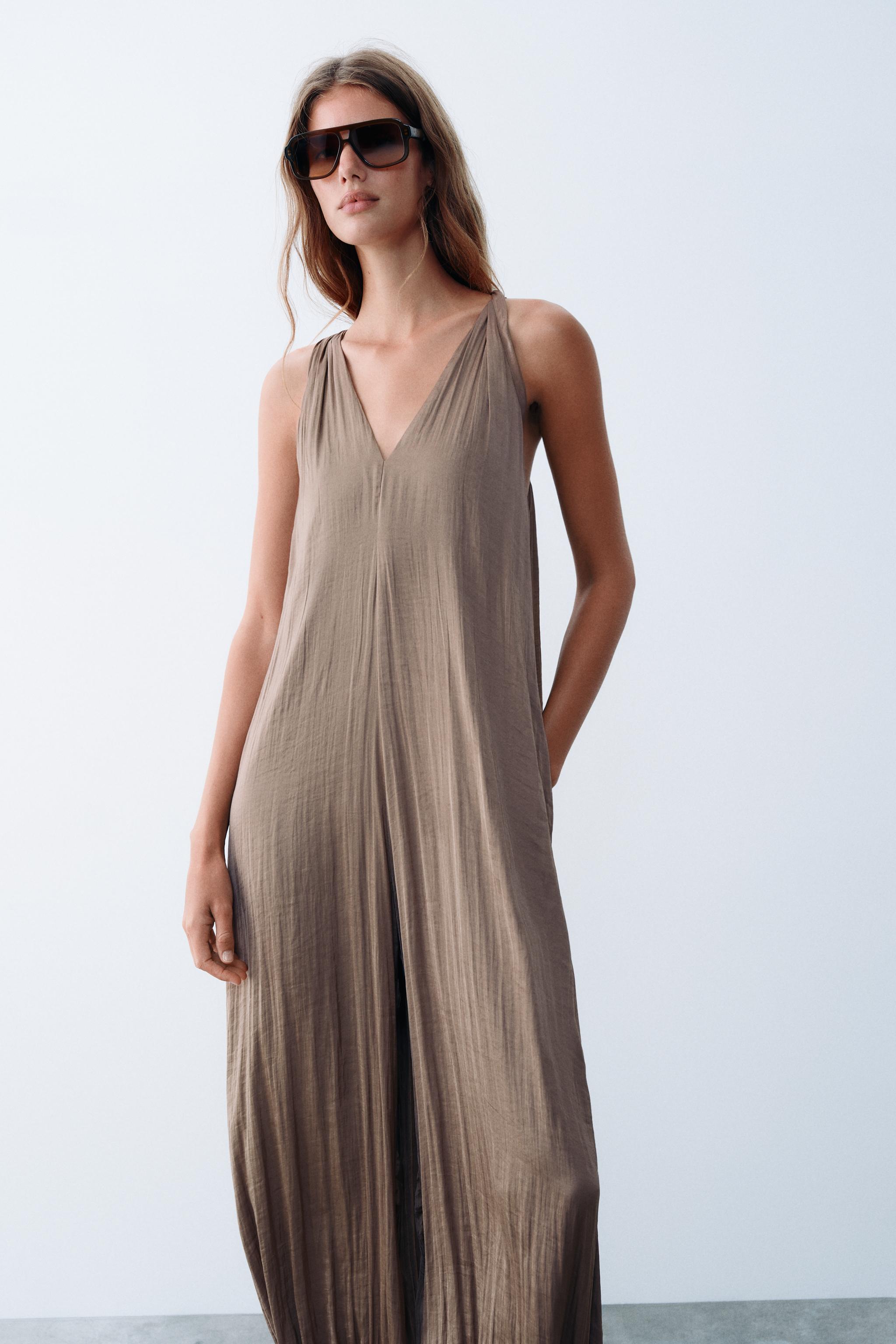 Zara Saten yüzeyli şalvar pantolon tulum görsel 3