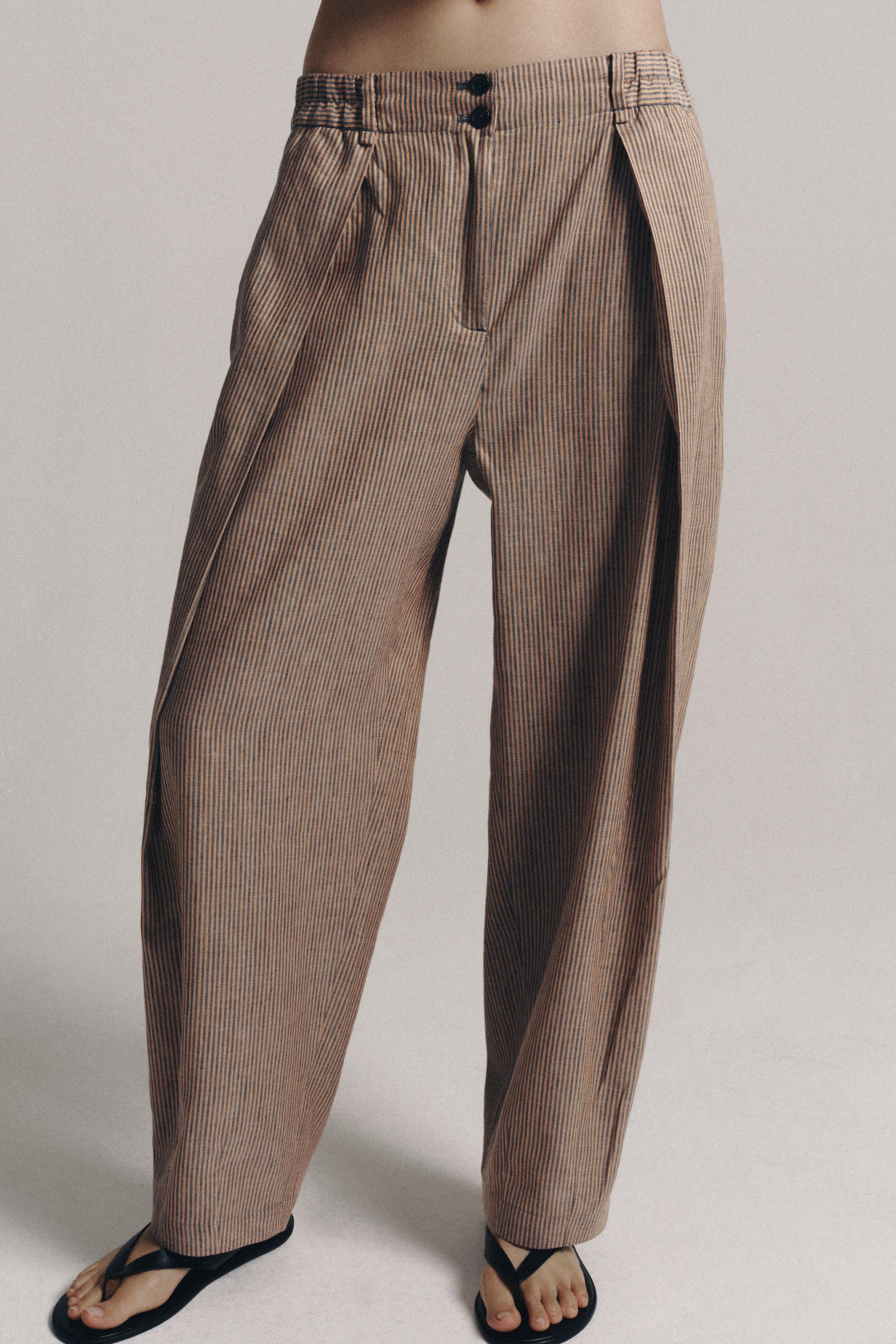 LINEN BLEND DARTED PANTS ZW COLLECTION — Orange