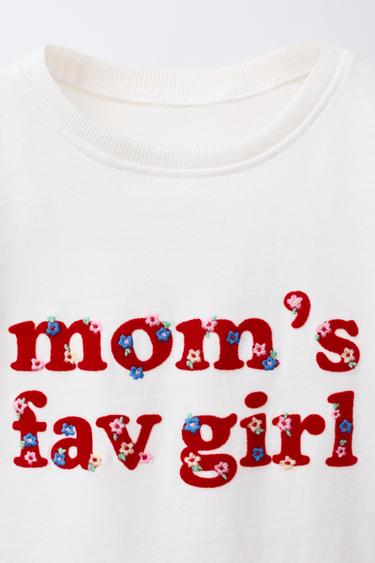 T-SHIRT WITH FLOCKED SLOGAN - Ecru by Zara - Image 2