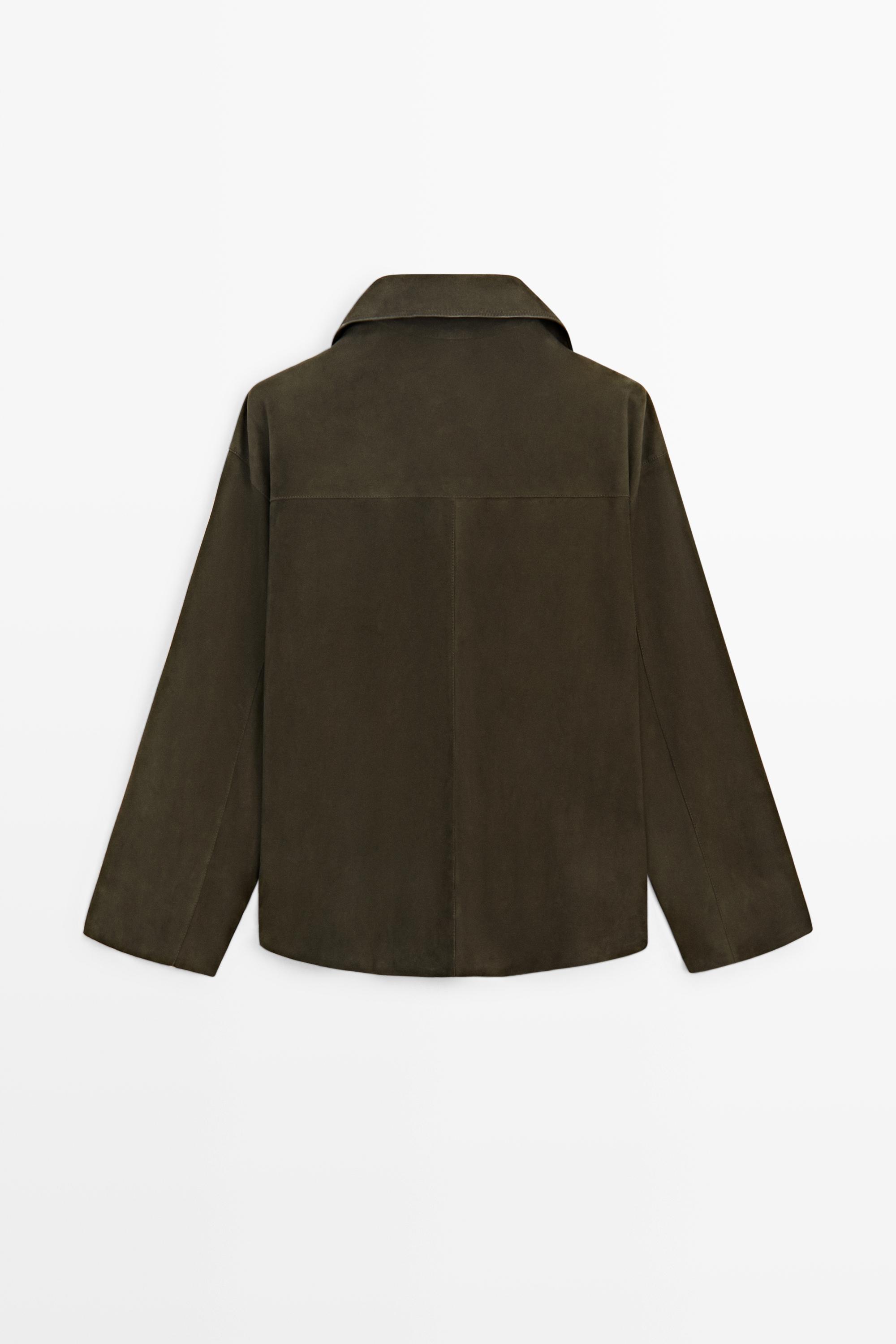 High-neck faux suede jacket