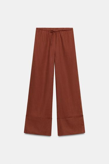 CALÇA PALAZZO LINHO 100% ZW COLLECTION - Terracota da Zara - Imagem 0