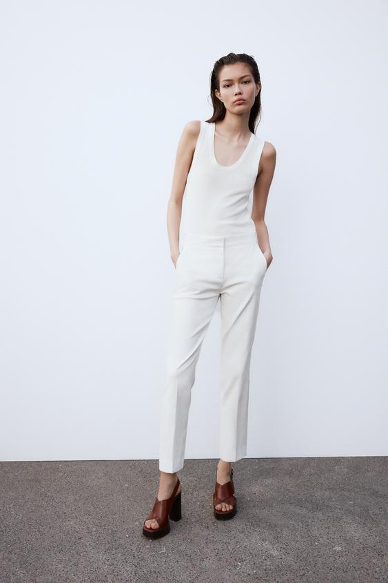 PANTALON 7/8 DOUX - Blanc cassé de Zara - Image 0