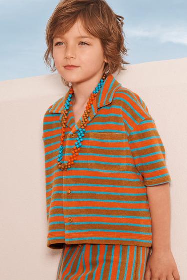 CHEMISE POLO EN TISSU ÉPONGE À RAYURES ÉDITION LIMITÉE - rayures de Zara - Image 1