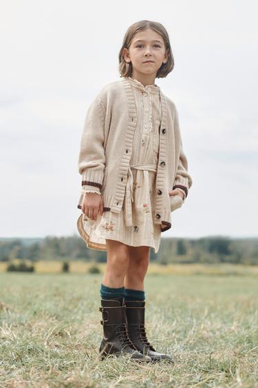 100% WOOL KNITTED CARDIGAN LIMITED EDITION - Beige by Zara