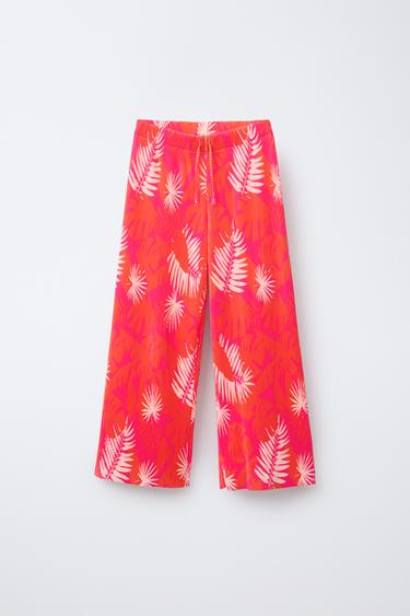 PLEATED PRINT TROUSERS - Pinks by Zara