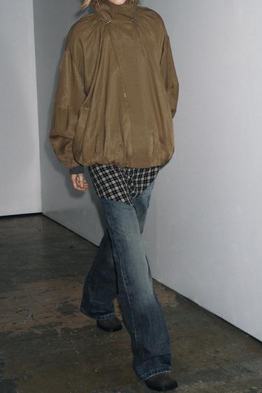 جاكيت بومبر منسدل ZW COLLECTION - بني/ توبو by Zara