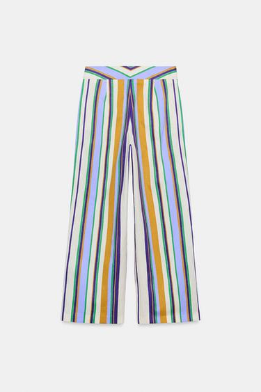 STRIPED STRAIGHT-LEG TROUSERS - Multicoloured by Zara - Image 7