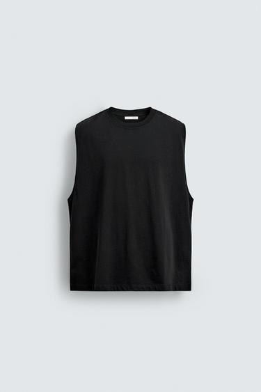 Zara WASHED TANK TOP - Black