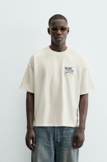 RELAXED FIT PATCH T-SHIRT - White by Zara