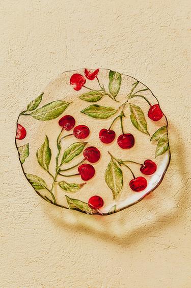 GLASS DESSERT PLATE WITH CHERRIES -  by Zara - Image 5