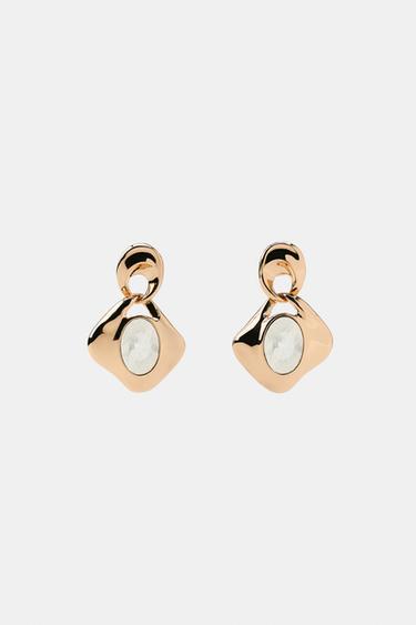 Zara METAL JEWEL EARRINGS - Golden