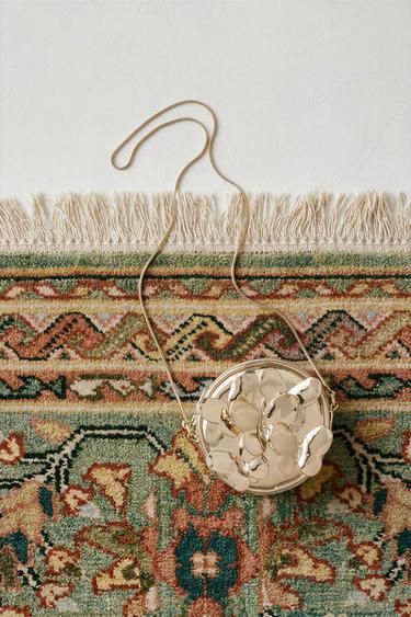 METALLIC FLORAL CROSSBODY BAG - Gold by Zara