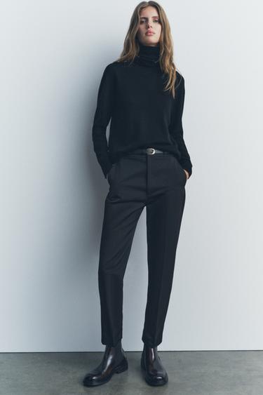 ZW COLLECTION BELTED TROUSERS - Black by Zara