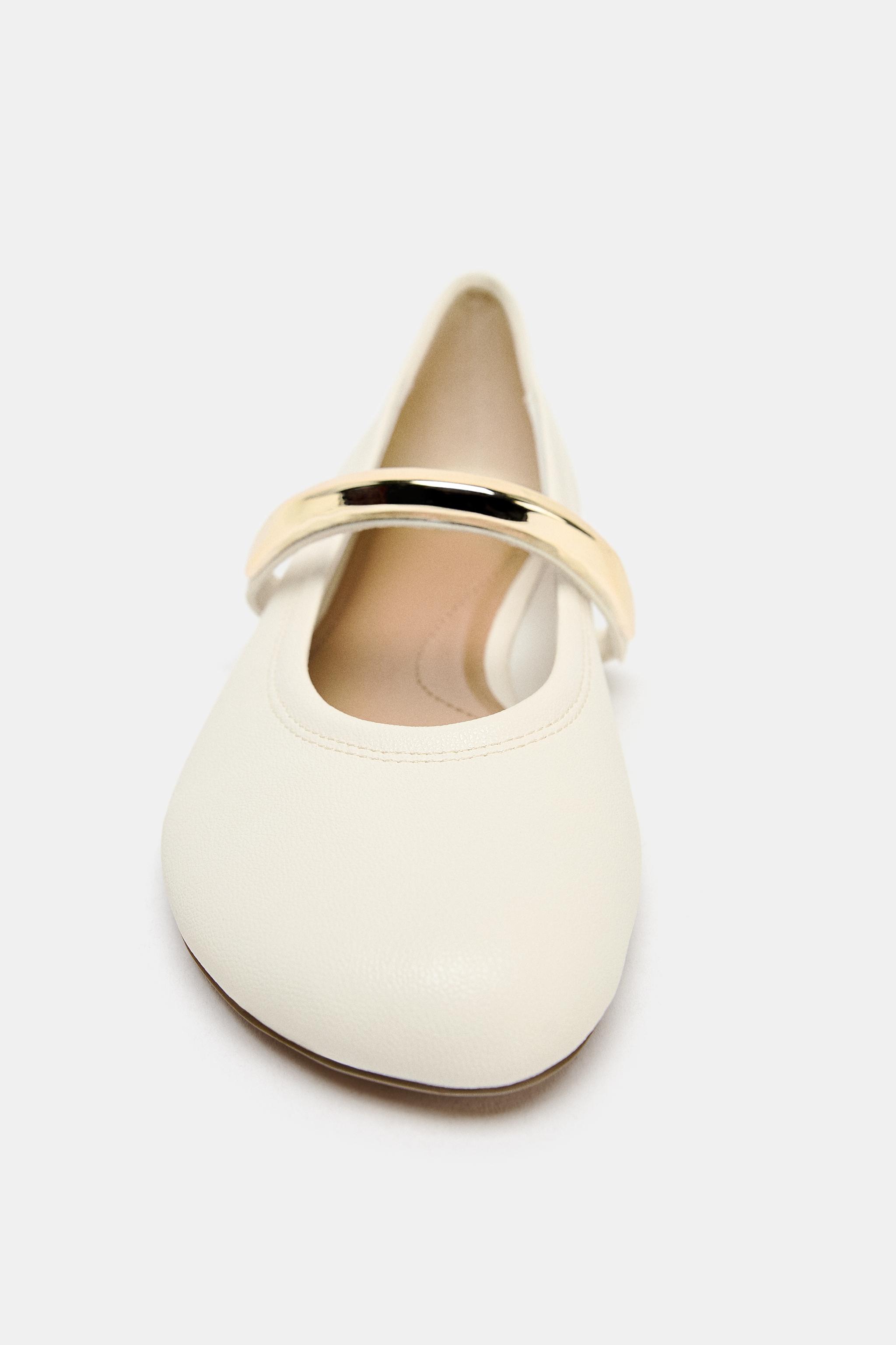 メタルストラップバレエシューズ - ホワイト | ZARA Japan / 日本 メタルストラップバレエシューズ - ホワイト | ZARA Japan / 日本