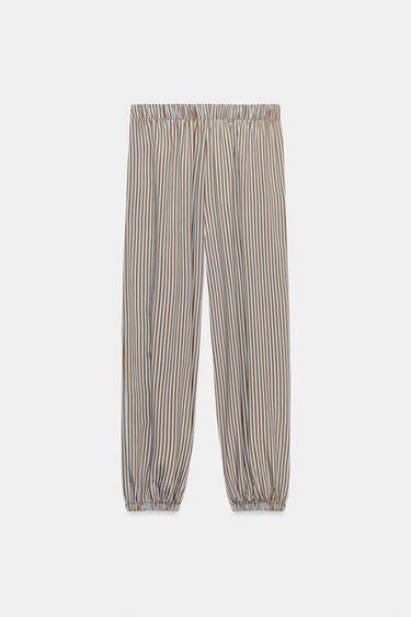 PANTALON BOUFFANT À RAYURES ZW COLLECTION - Marron-Bleu de Zara - Image 6