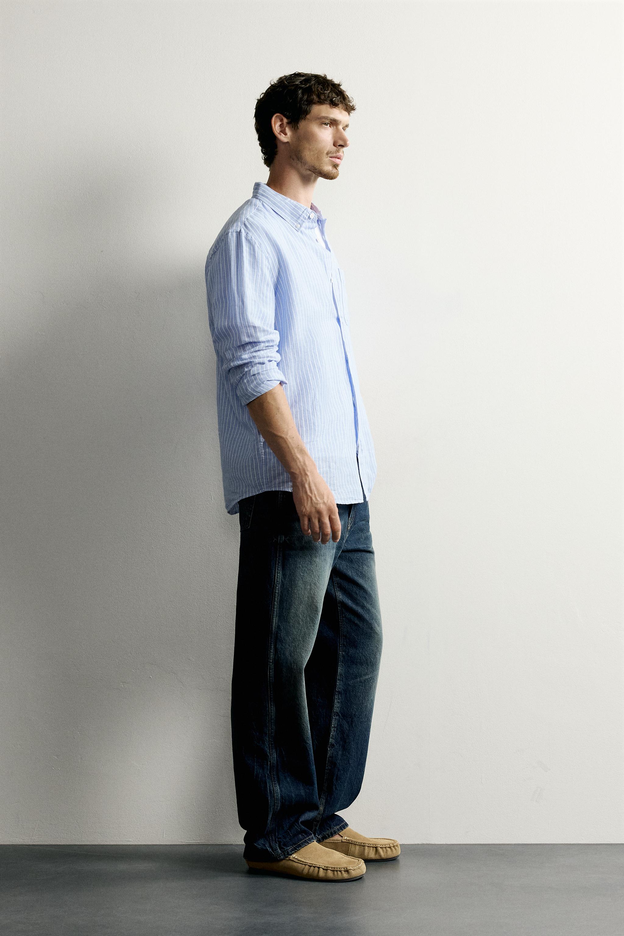 REGULAR FIT LINEN - COTTON SHIRT