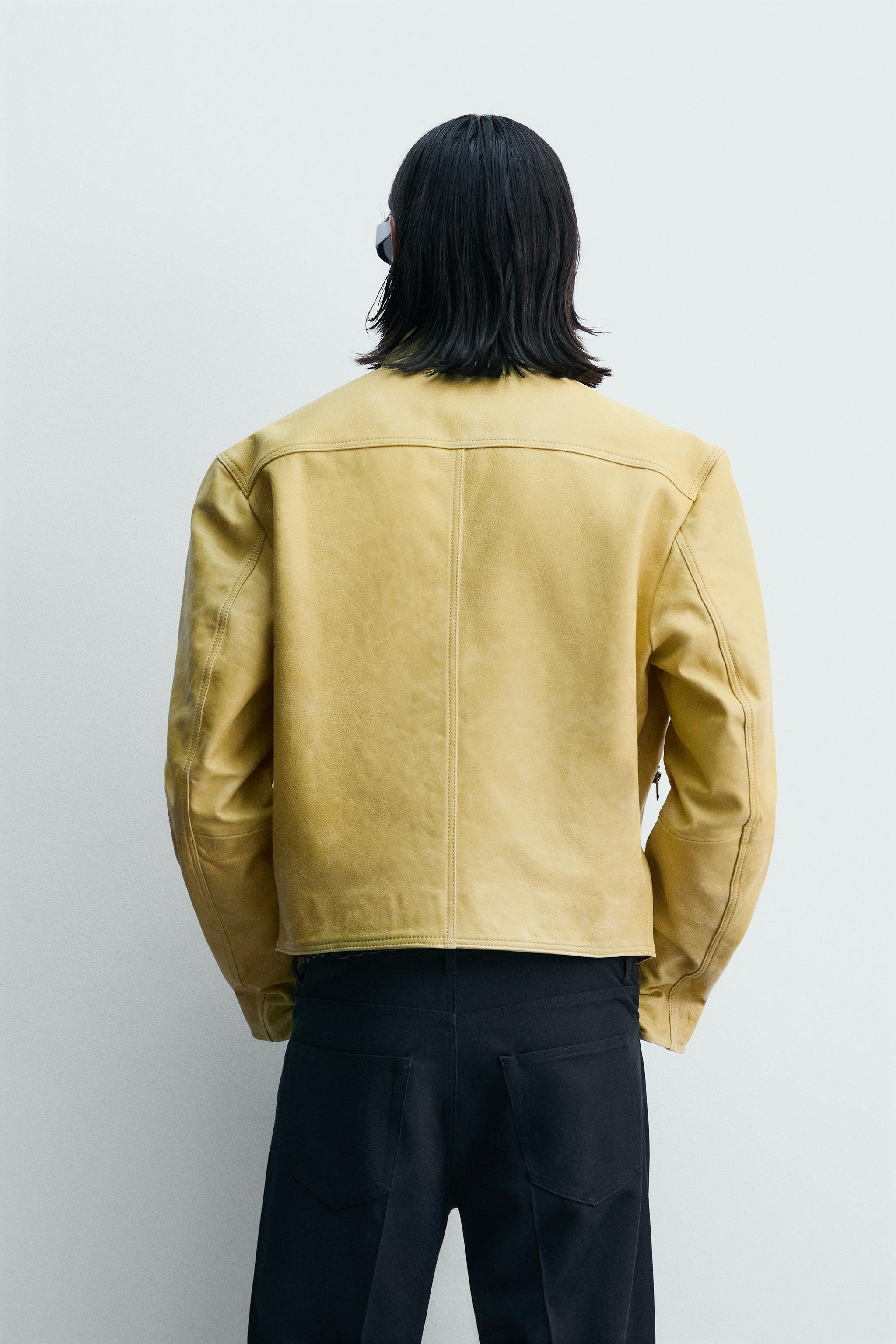 WASHED LEATHER CROPPED FIT JACKET