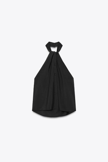 TOP CHALECO HALTER - Negro de Zara