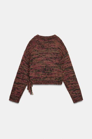 PULL EN MAILLE FRANGES LATÉRALES - Multicolore de Zara - Image 5