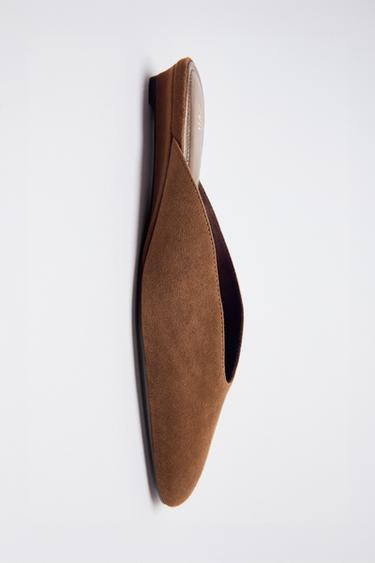 SUEDE WEDGE SLINGBACK SHOES - Brown by Zara