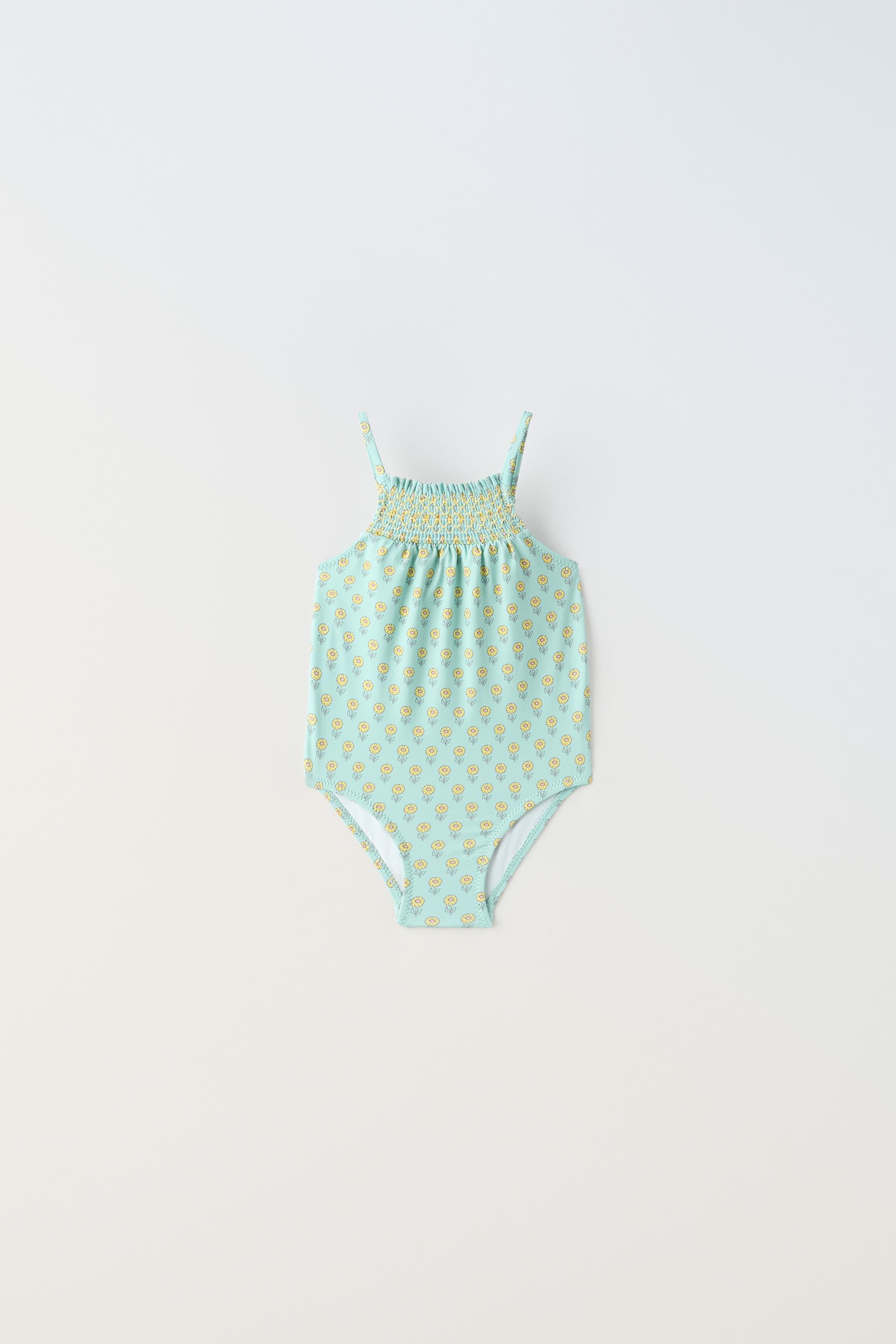 1 6 YEARS SMOCKED FLORAL SWIMSUIT Light green ZARA United States