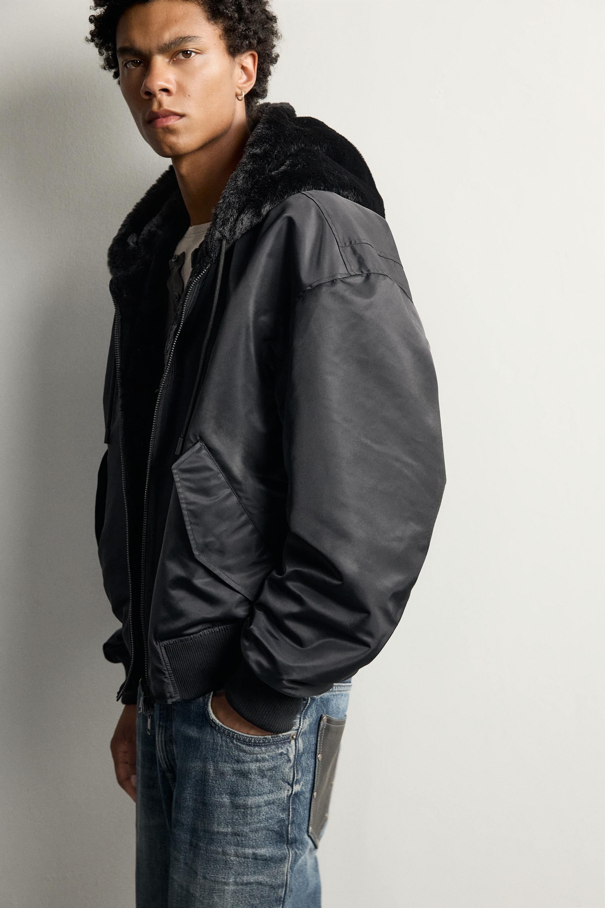 REVERSIBLE FAUX SHEARLING BOMBER JACKET