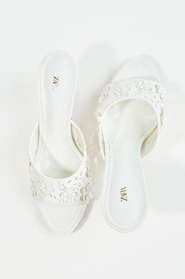 CUT-OUT FLORAL SANDALS - White by Zara