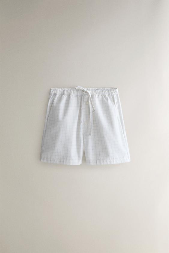 PANTALÓN CORTO CUADROS - Blanco roto de Zara - Imagen 0