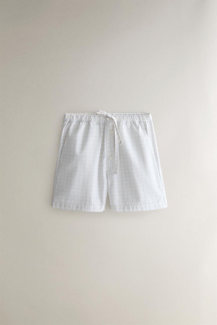 PLAID SHORTS — Oyster-white