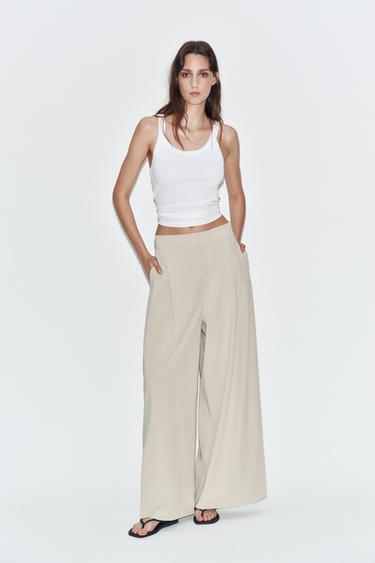 Zara PLEATED PANTS - Ice