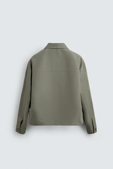 BOXY FIT OVERSHIRT WITH POCKETS - Light green by Zara