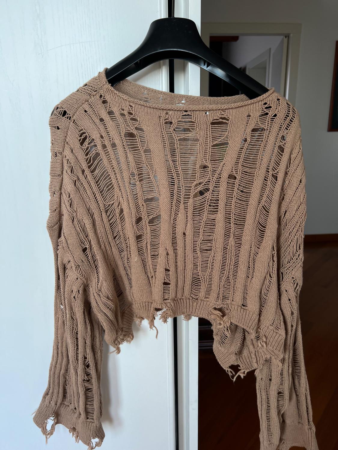RIPPED KNIT CROPPED SWEATER - Image 4